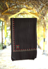 Pashmina Wool Needle Work Shawl D - 36 - Black