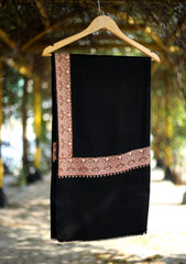 Pashmina Wool Embroidered Shawl D - 04 - Black