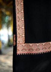 Pashmina Wool Embroidered Shawl D - 04 - Black