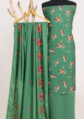 Winter - Riwaj - Printed Cotray Suit - Wool Shawl - D#16 - D Green