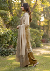 Winter - Riwaj - Pashmina Embroidered Suit - Premium 25 - D#01 - Mehendi
