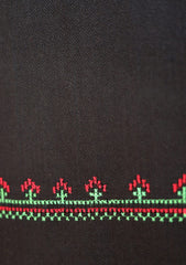 Pashmina Wool Needle Work Shawl D - 36 - Black