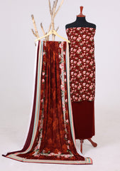 Winter - Riwaj - Velvet Suit - Printed Edit - D#25 - D rust