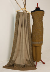 Winter - Riwaj - Pashmina Embroidered Suit - Premium 25 - D#01 - Mehendi