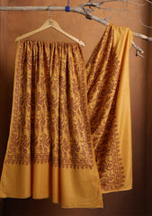 Pashmina Embroidered Jaaldar Shawl D#14 - Yellow