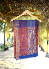 Pashmina Kaani Work Shawl D - 07 - R Blue