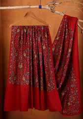 Pashmina Embroidered Jaaldar Shawl D#02 - Red