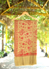 Embroidered Wool Shawl D - 87 - G Brown