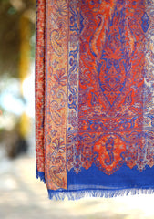 Pashmina Kaani Work Shawl D - 07 - R Blue