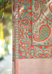 Pashmina Jamawar Shawl D - 43 - Fawn