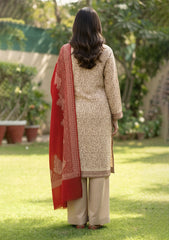 Winter - Riwaj - Pashmina Embroidered Suit - Premium 25 - D#01 - Fawn