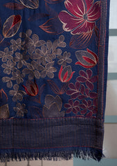 Karandi Embroidered Shawl D#13 - Navy Blue