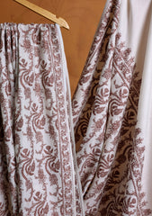 Pashmina Embroidered Jaaldar Shawl D#17 - Off White