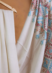 Pashmina Needle Work Jaaldar Shawl D#09 - Off White