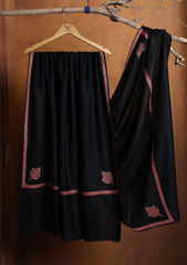 Pashmina Embroidered Border Shawl D#01 - Black 1