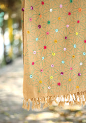 Pashmina Wool Needle Work Shawl D - 14 - Skin