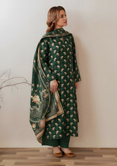 Winter - Riwaj - Velvet Suit - Printed Edit - D#37 - Green