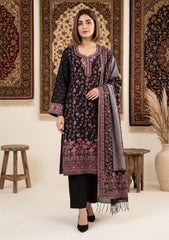 Winter - Fancy Silk Zari Jamawar - 3 Pcs Suit - D#20 - Black
