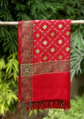 Embroidered Wool Shawl D - 48 - Maroon