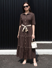 Pret - Moven - Indigo Silk Women's Frock - Chocolate