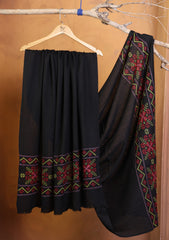 Pashmina Needle Work Jaaldar Shawl D#12 - Black