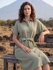 Pret - Moven - Indigo Tie Hemp Linen Shirtdress - Green