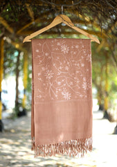 Pashmina Ari Work Jaaldar Shawl D - 03 - L Brown