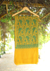 Pashmina Ari Work Shawl D - 224 - Mustard