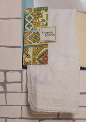Lawn Chikankari Summer Shawl D#17 - White