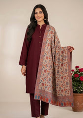 Winter - Riwaj - Pashmina Kani Jamawar 3 Pcs Suit - D#02 - Maroon