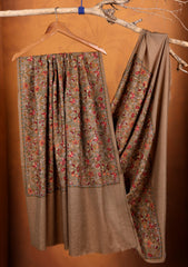Pashmina Embroidered Jaaldar Shawl D#02 - Brown