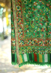 Pashmina Kaani Work Shawl D - 01 - D Green