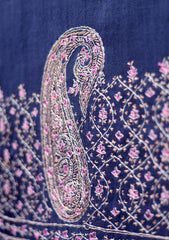 Pashmina Kashmiri Work Scarf D - 06 - N Blue