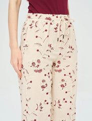 Pret - Moven - Palazzo Pants with Floral Embroidery and Sequins, Elastic Waistband - Skin