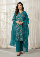 Lawn - Rubaaiyat - Embroidered 26 - Chiffon Dupatta - D#27 - Green