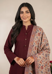 Winter - Riwaj - Pashmina Kani Jamawar 3 Pcs Suit - D#02 - Maroon