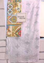 Embroidered Lawn Summer Shawl D#65 - White