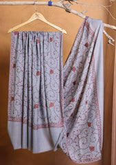 Pashmina Kashmiri Jaaldar Shawl D#147- Grey