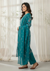 Lawn - Rubaaiyat - Embroidered 26 - Chiffon Dupatta - D#27 - Green