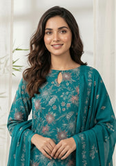 Lawn - Rubaaiyat - Embroidered 26 - Chiffon Dupatta - D#27 - Green