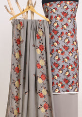 Winter - Riwaj - Printed Cotray Suit - Wool Shawl - D#14 - D Grey