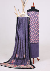 Winter - Riwaj - Velvet Suit - Printed Edit - D#32 - Lilac