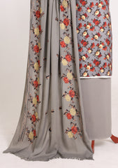 Winter - Riwaj - Printed Cotray Suit - Wool Shawl - D#14 - D Grey