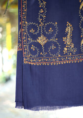 Pashmina Kashmiri Jaaldar Shawl D - 39 - N Blue