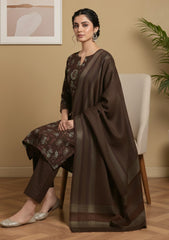 Winter - Riwaj - Embroidered Peach Leather Suit - D#01 - Chocolate