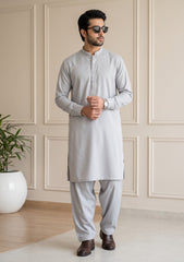 Elite Men Egyptian Liquid Ammonia Finish Plain Satin Cotton Fabric - S Grey