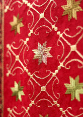 Embroidered Wool Shawl D - 48 - Maroon