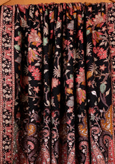 Pashmina Embroidered Jaaldar Shawl D#05 - Black