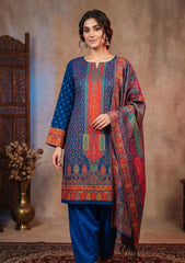 Winter - Fancy Silk Zari Jamawar - 3 Pcs Suit - D#19 - Zink