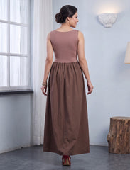 Pret - Moven - Indigo Cotton Blended Jersey Women's Frock - Brown
